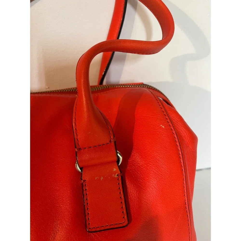 Kate Spade Satchel Bag Turn Lock‎ Orange Leather Handbag Purse